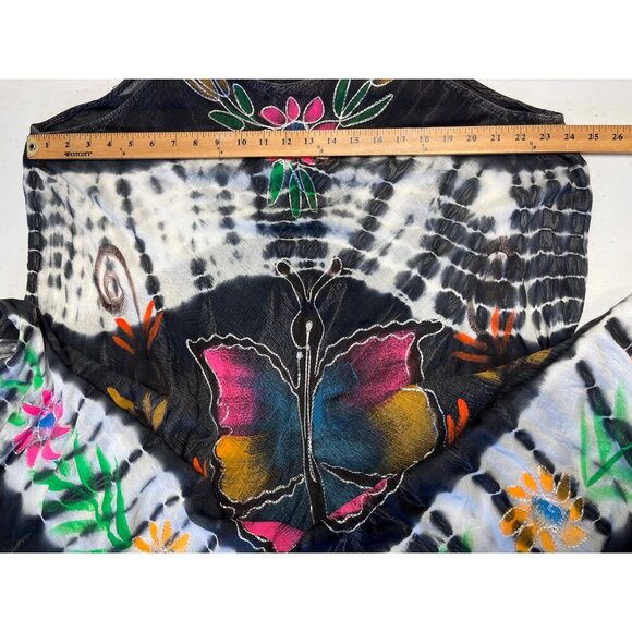 Phases Womens One Size S M L Pullover Butterfly Tie Dye Tunic Dress Boho Hippie - Picture 3 of 6